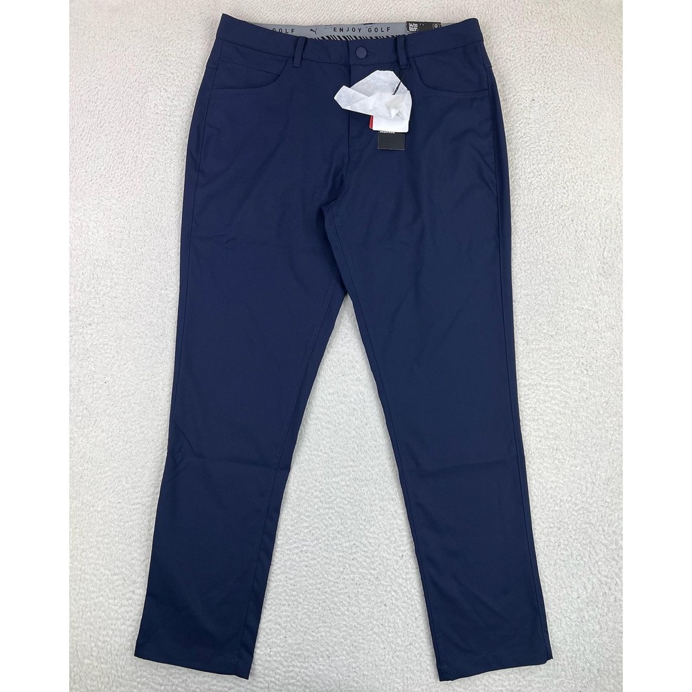 Puma Dealer Golf Pants Mens 34x32 Blue Dealer 5 Pocket Stretch UPF 50+ NEW